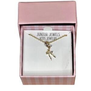 NIB Junior Jewels Dancer Ballerina Ballet Jeweled Gold Tone Necklace Kid Jewelry